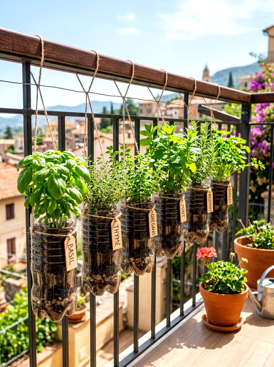 Plastic Bottle Herb Planter - 30 herb container garden ideas