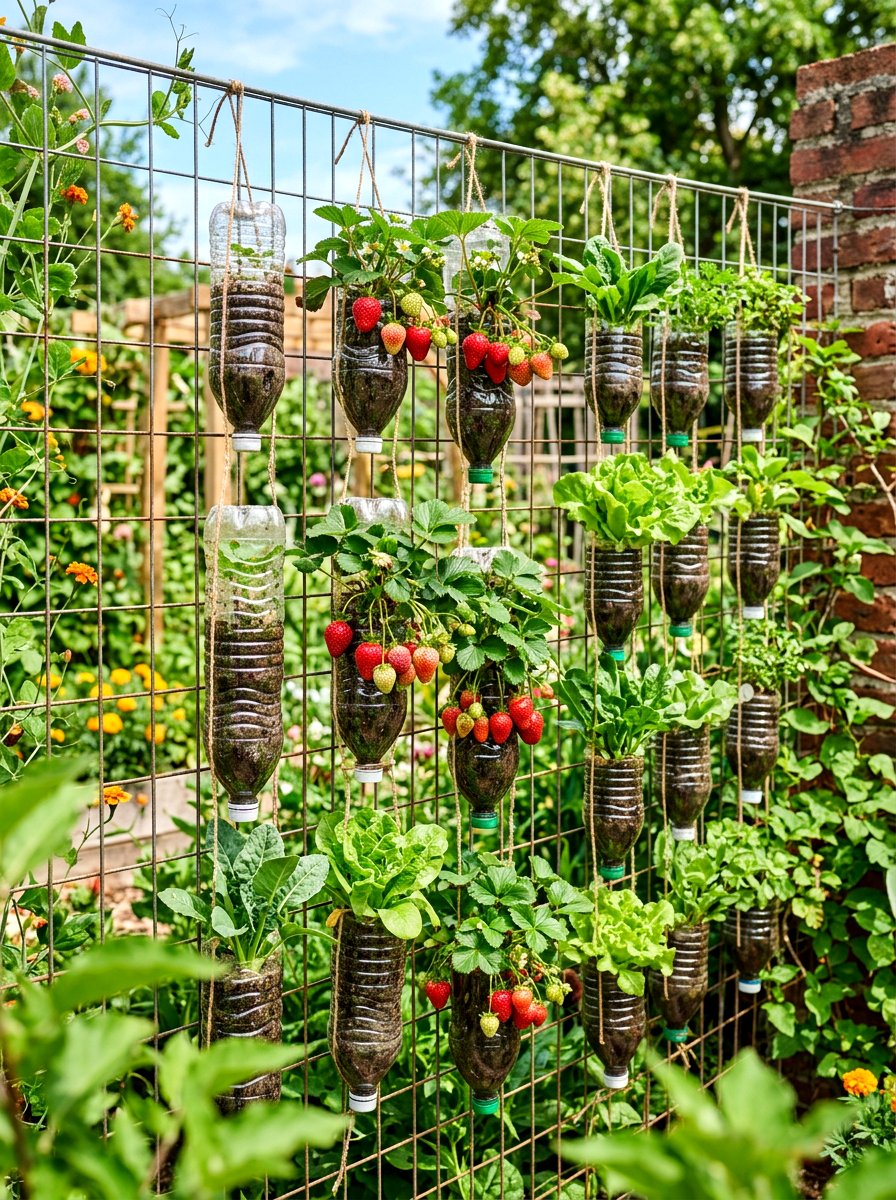 Plastic Bottle Recycled - 30 fence planter ideas