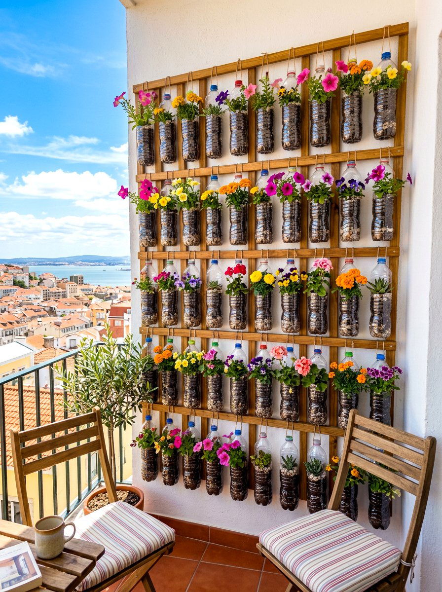Plastic Bottle Wall - 30 budget vertical garden ideas