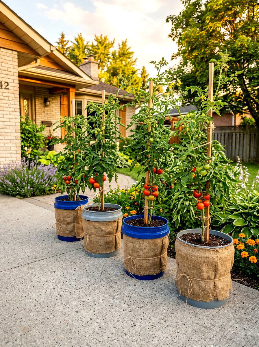 Plastic Bucket Garden - 30 budget container garden ideas
