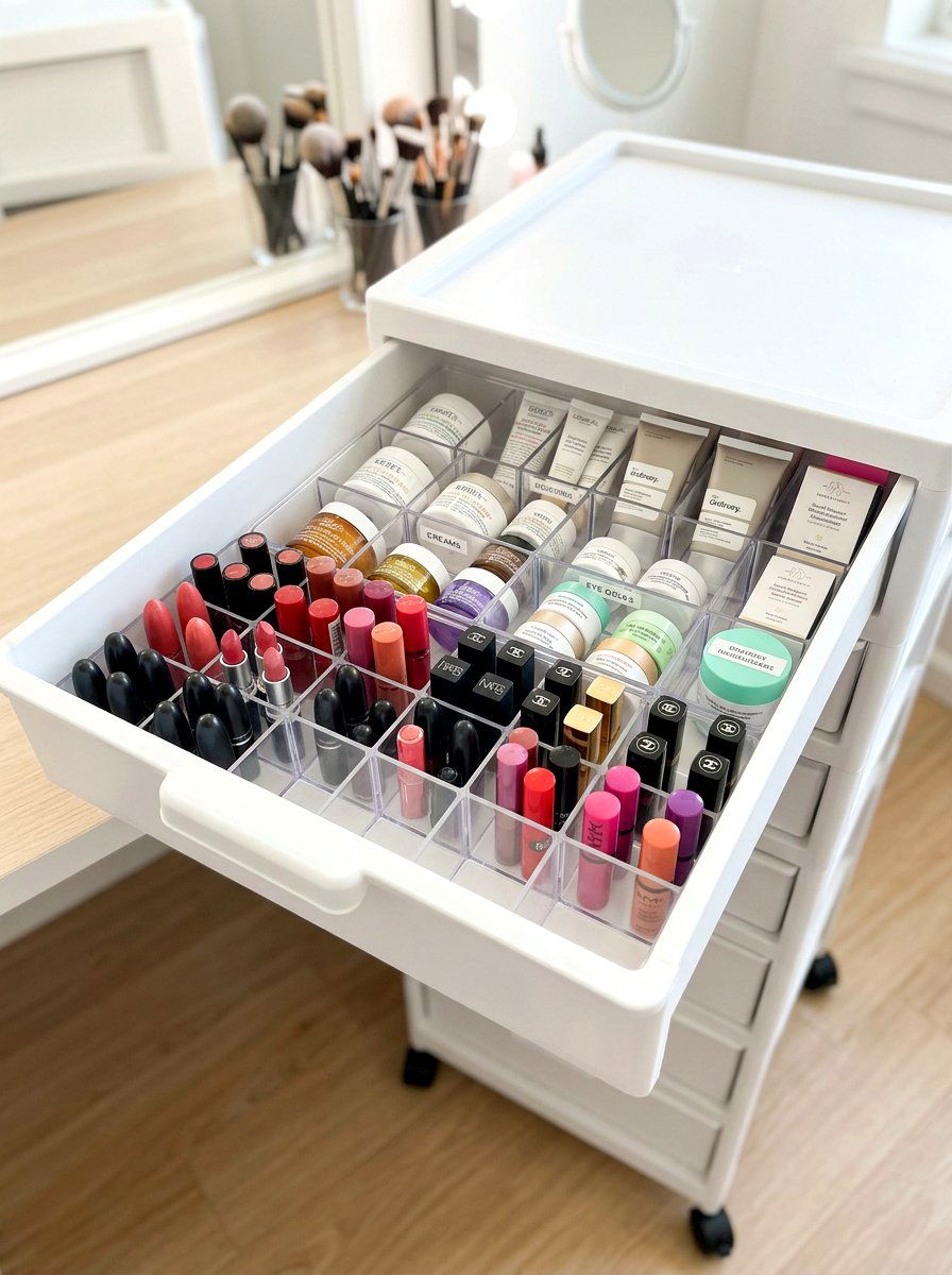 Plastic Drawer Dividers For Small Beauty Products - 30 beauty cart organization ideas