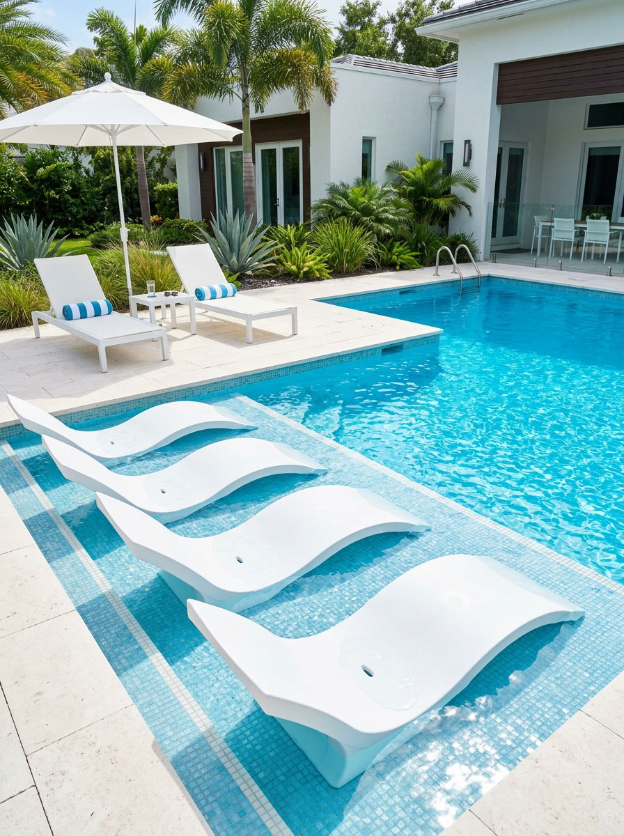 Plastic Lounger Tanning Ledge Area - 30 pool ledge lounger ideas