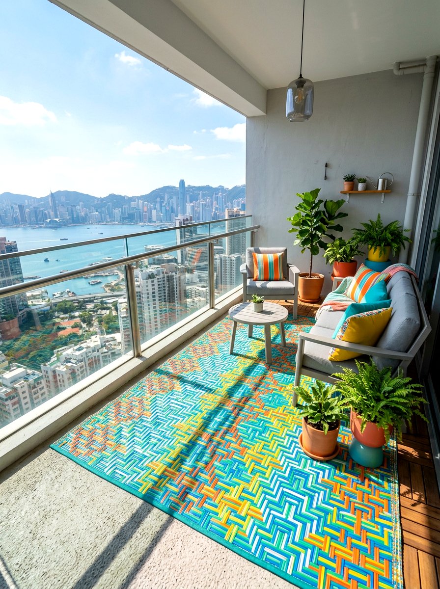 Plastic Straw Rug - 30 balcony rug ideas