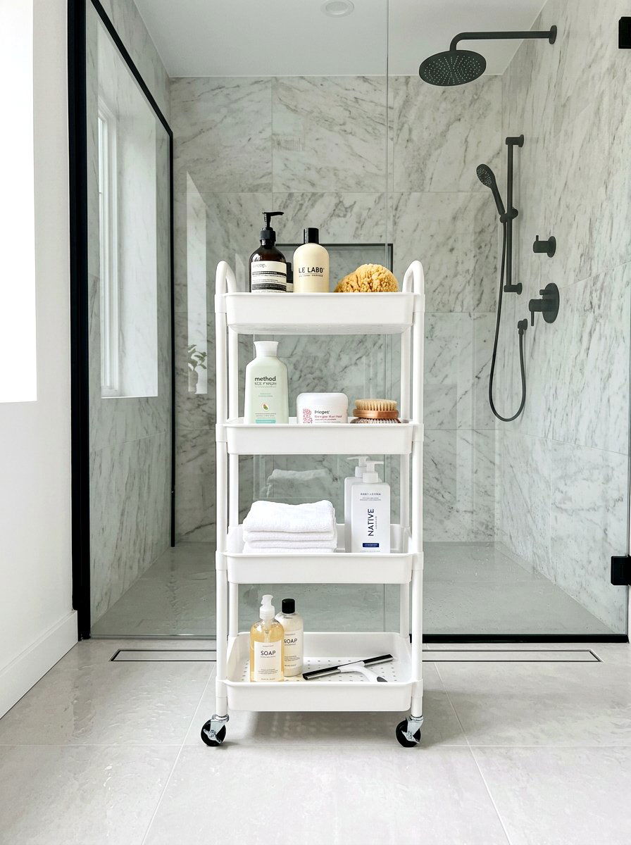 Plastic Tiered Bathroom Cart - 30 aesthetic bathroom cart ideas