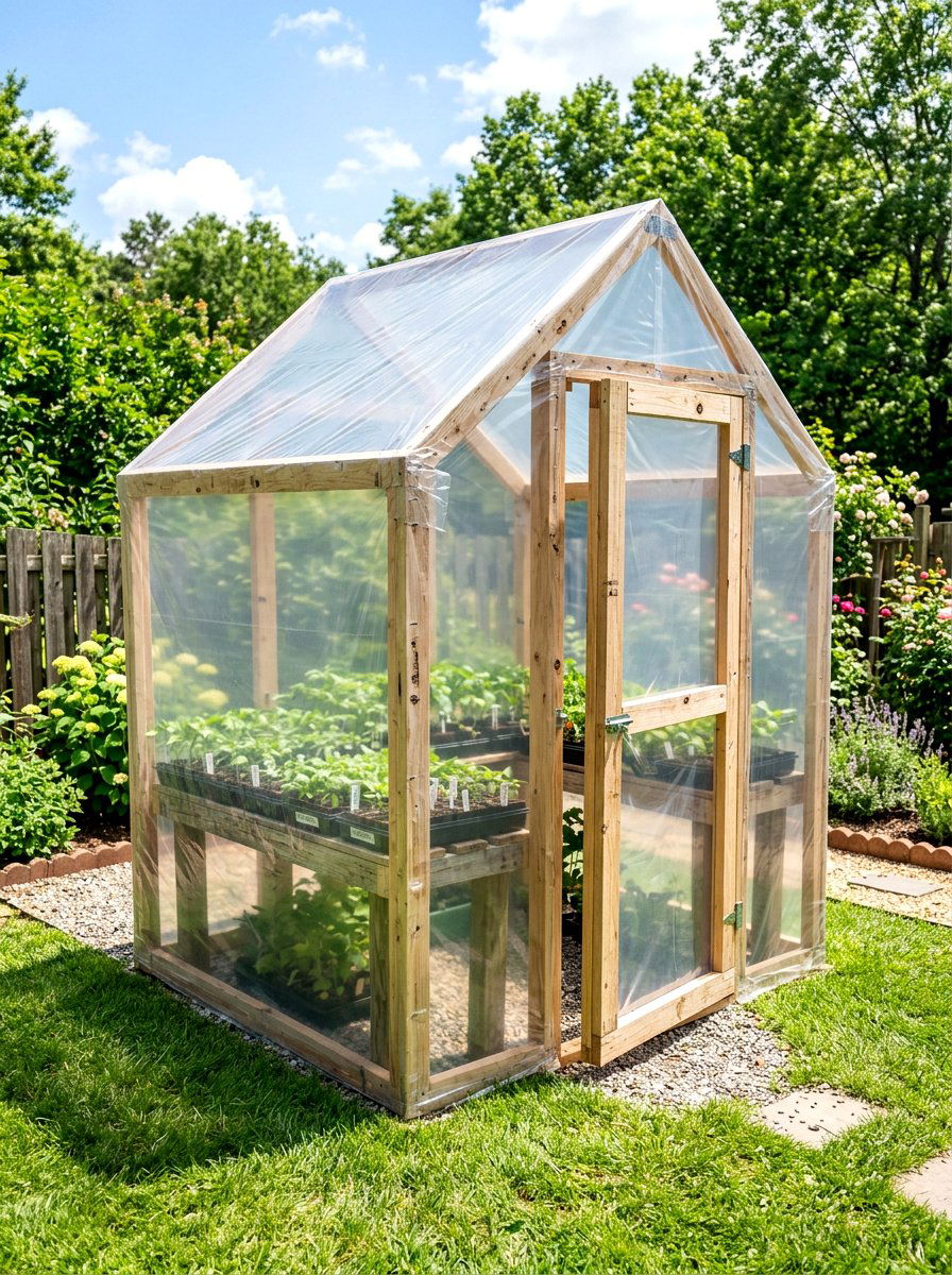 Plastic Wrap Greenhouse - 30 budget greenhouse ideas