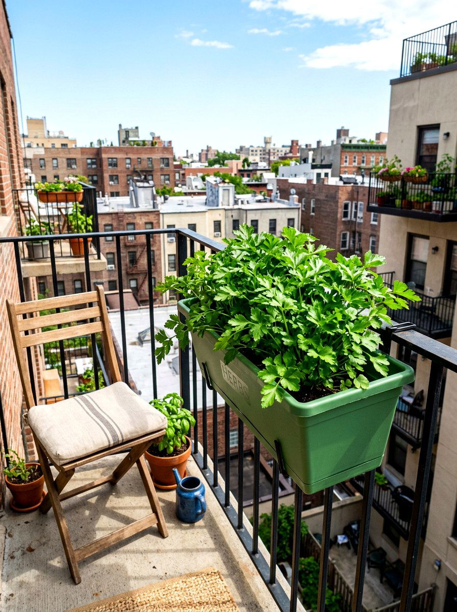 Plastic herb railing box - 30 balcony herb box ideas
