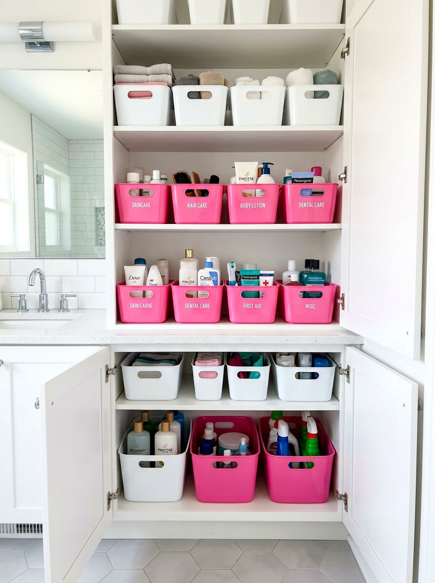 Plastic tub bins - 30 under sink bathroom storage ideas