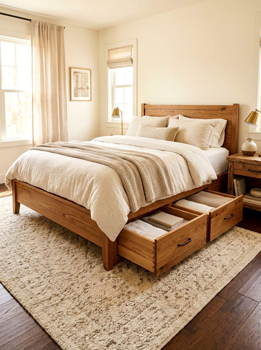 Platform bed drawers - 30 under bed storage aesthetic ideas