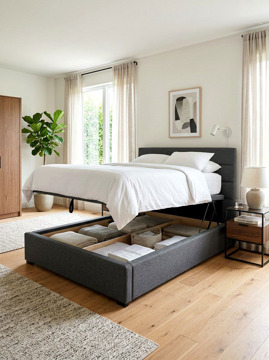 Platform bed with storage - 30 stylish small apartment ideas