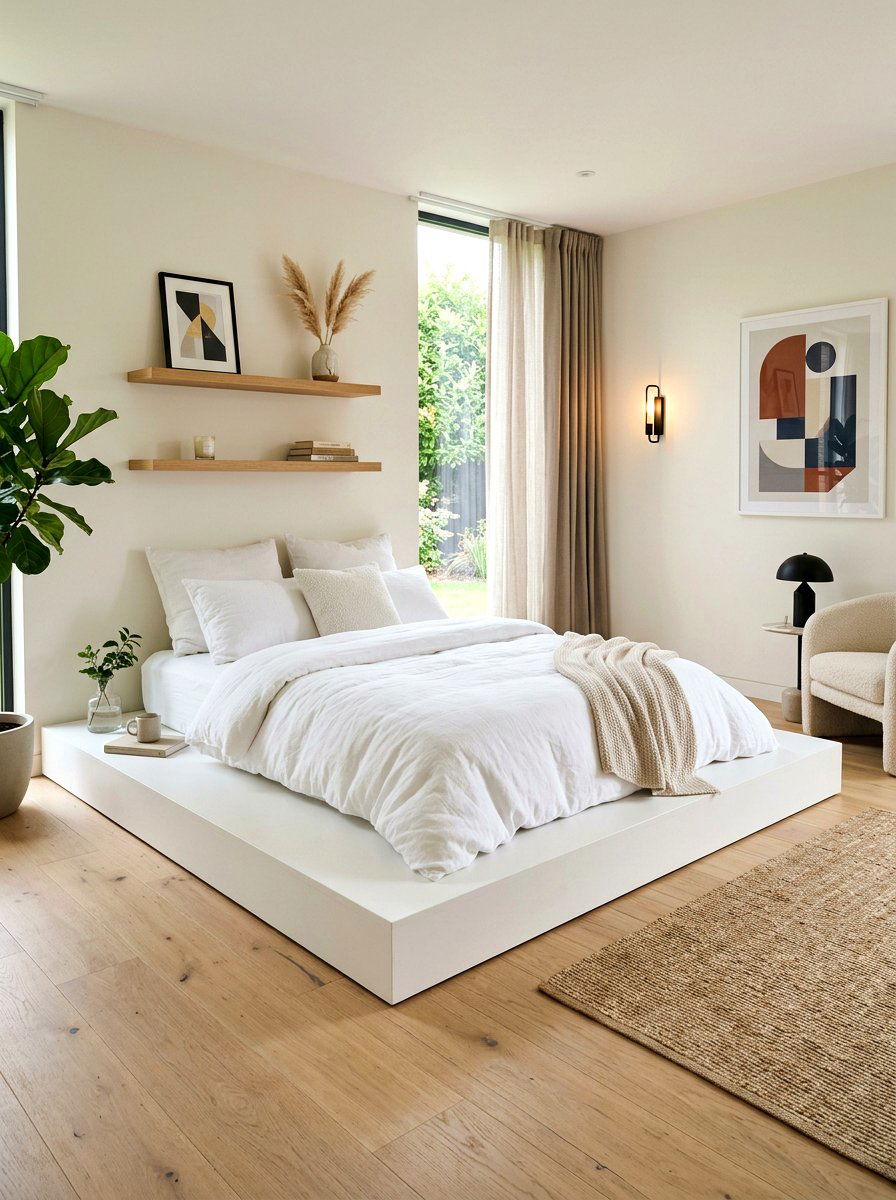Platform cloud bed interior - 30 cloud bed bedroom ideas