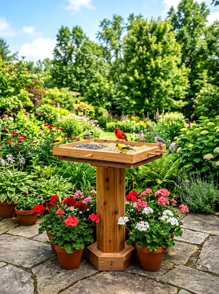 Platform tray bird feeder - 30 bird feeder garden ideas