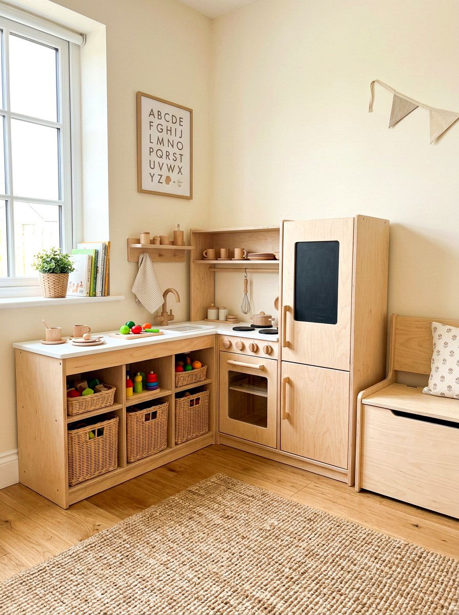 Play Kitchen Toy Storage - 30 play kitchen corner ideas