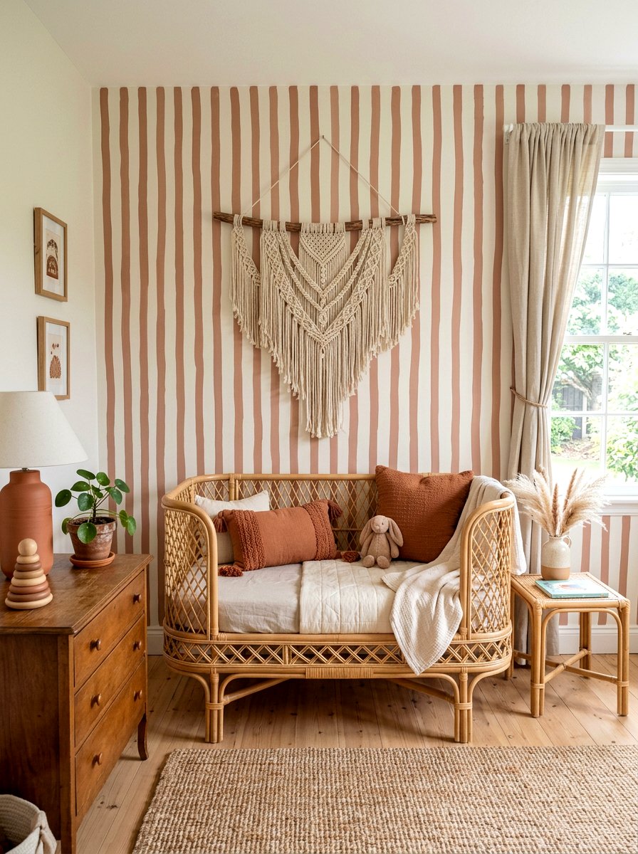 Playful Hand Drawn Stripe Nursery - 30 stripe nursery wallpaper ideas