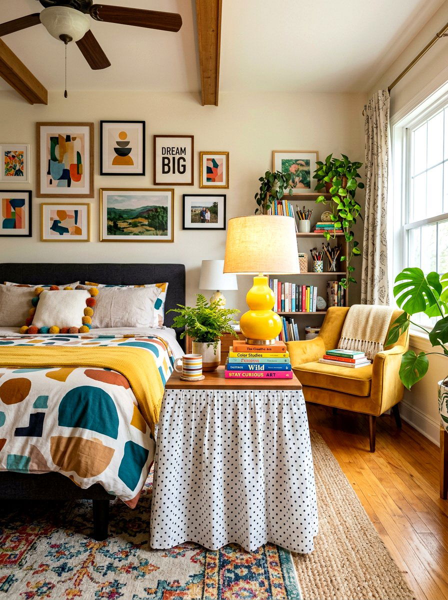 Playful Polka Dot Nightstand - 30 skirted nightstand ideas