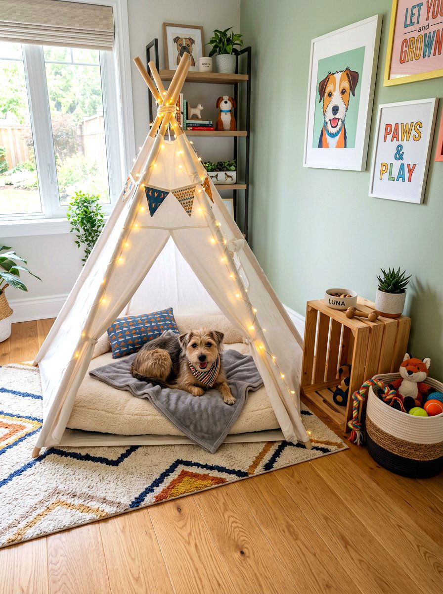 Playful Teepee Dog Bedroom - 30 dog bedroom decor ideas