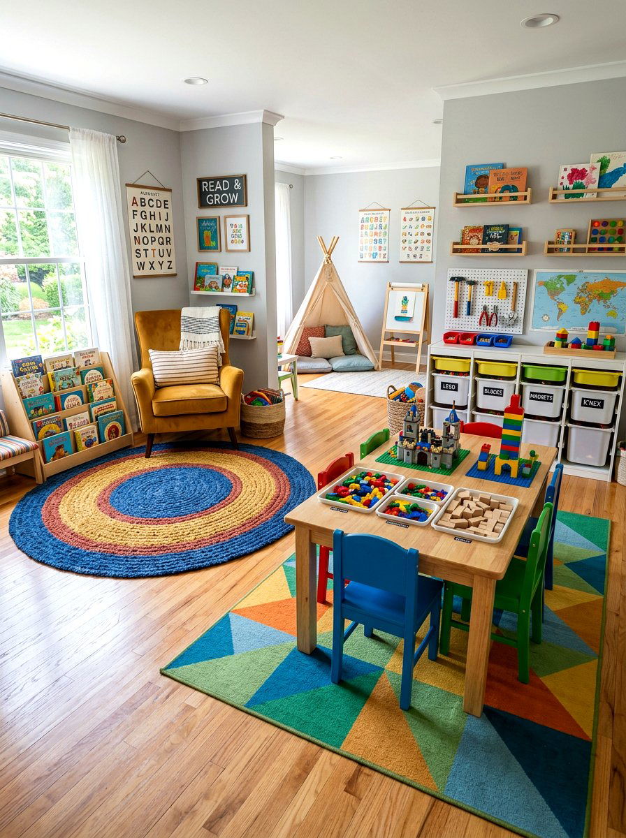 Playroom Activity Zones - 30 organizing kids toys ideas