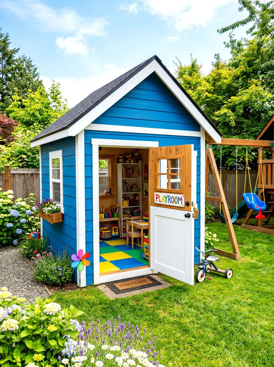 Playroom Backyard Shed - 30 cottage shed ideas