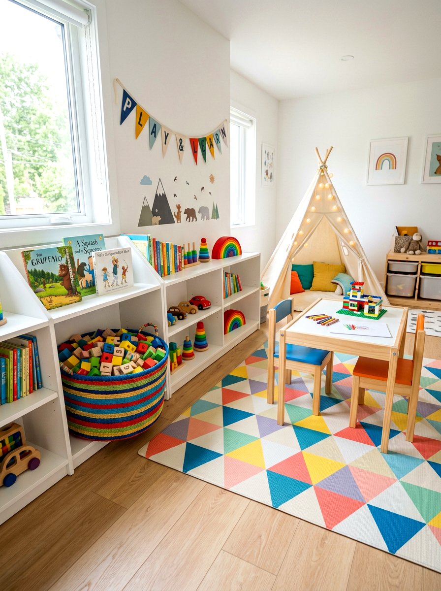 Playroom Bookshelf Basket - 30 basket storage ideas