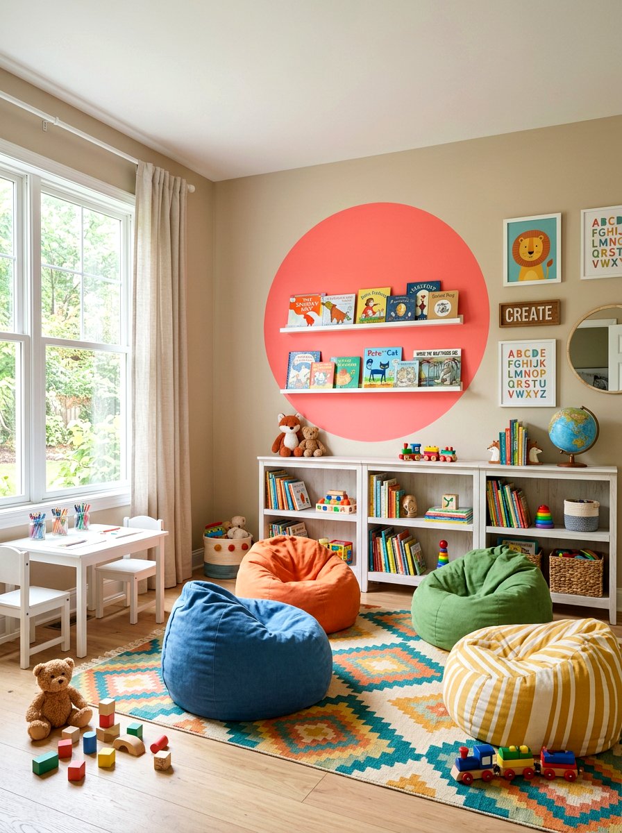 Playroom Circle Wall Paint - 30 two tone wall paint ideas