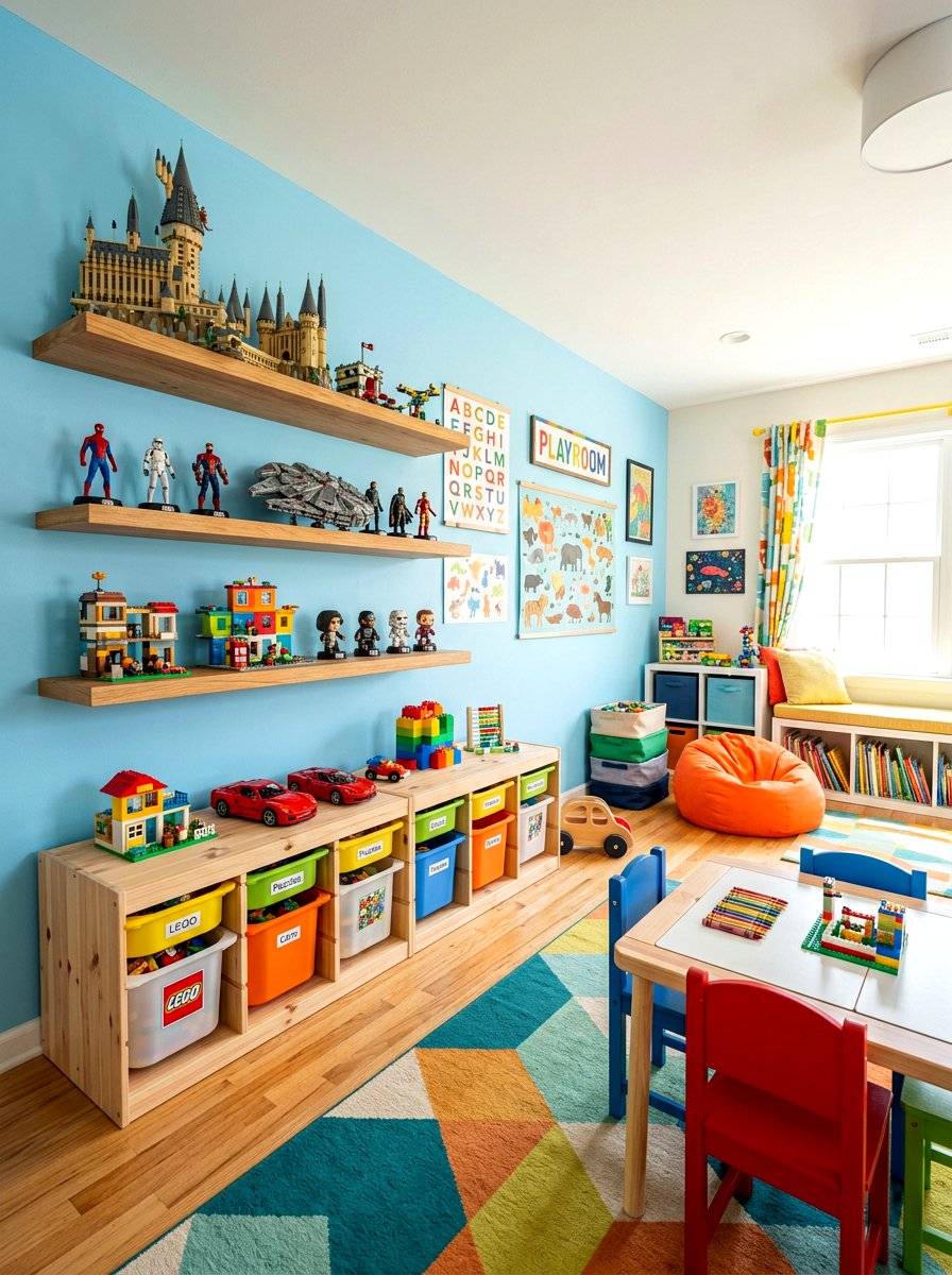 Playroom Floating Shelves - 30 floating shelf ideas