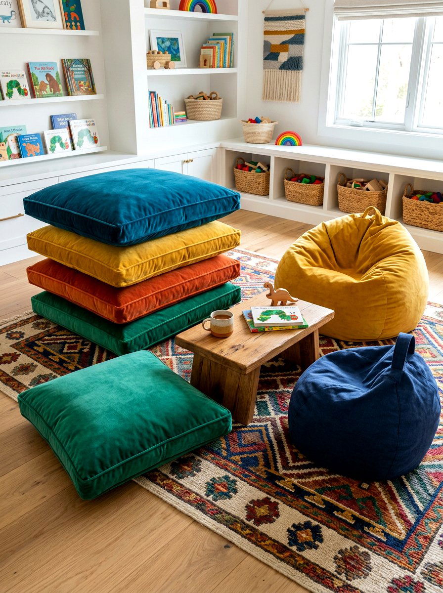 Playroom Floor Cushion Zone - 30 small playroom ideas