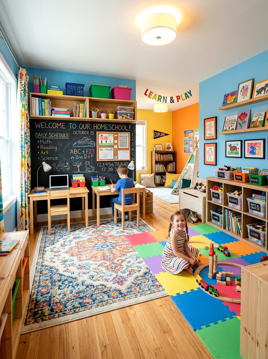 Playroom Homeschool Combo - 30 home schoolroom ideas
