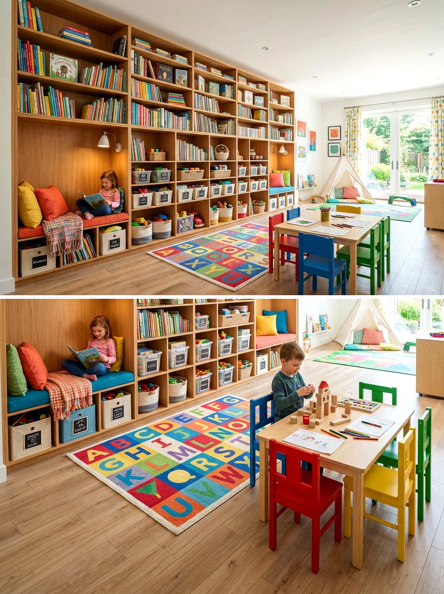 Playroom Library Combo - 30 library kids room ideas