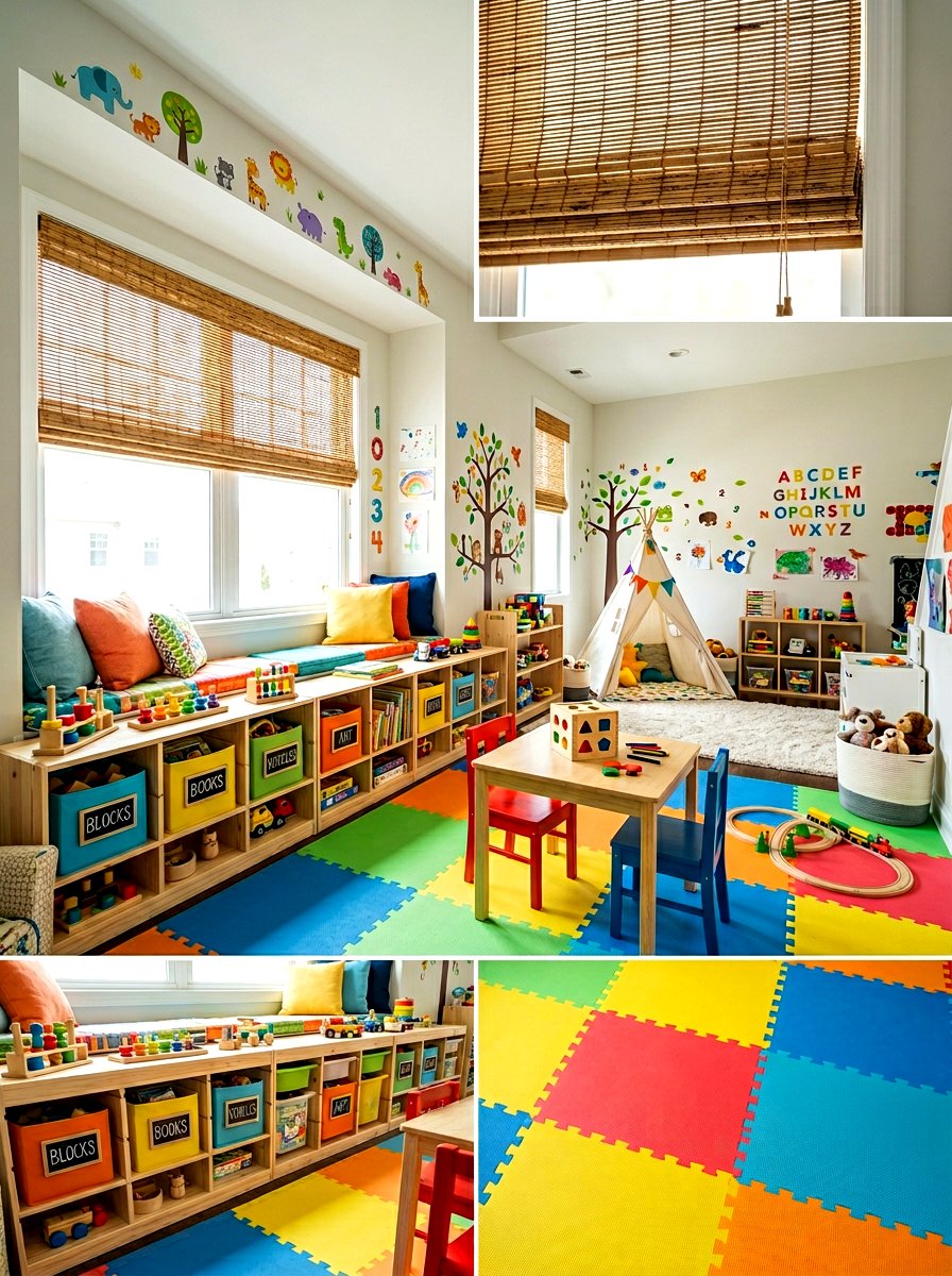 Playroom Safe Cordless Bamboo Blind - 30 bamboo shade ideas