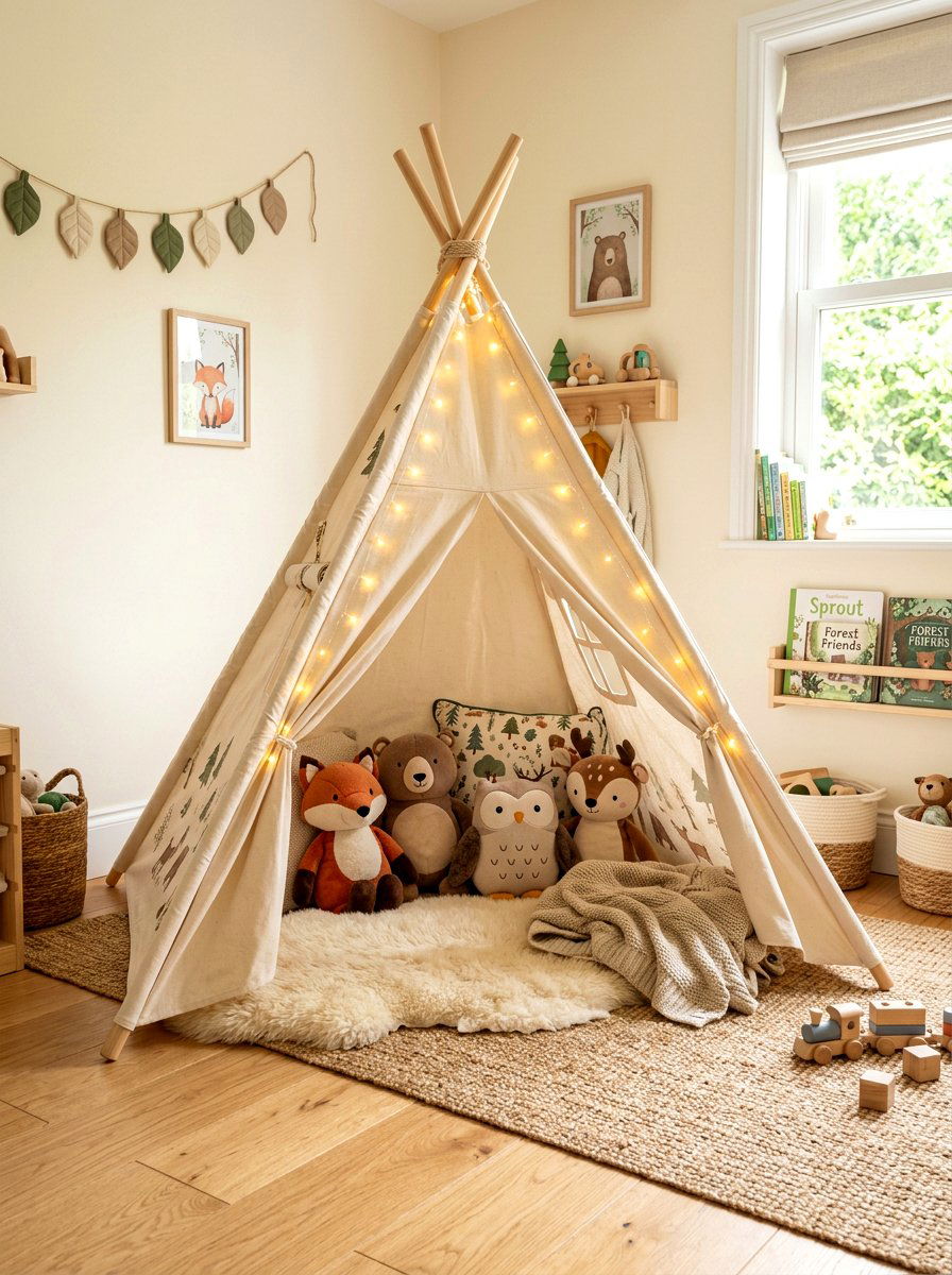 Playroom Teepee Tent - 30 small playroom ideas
