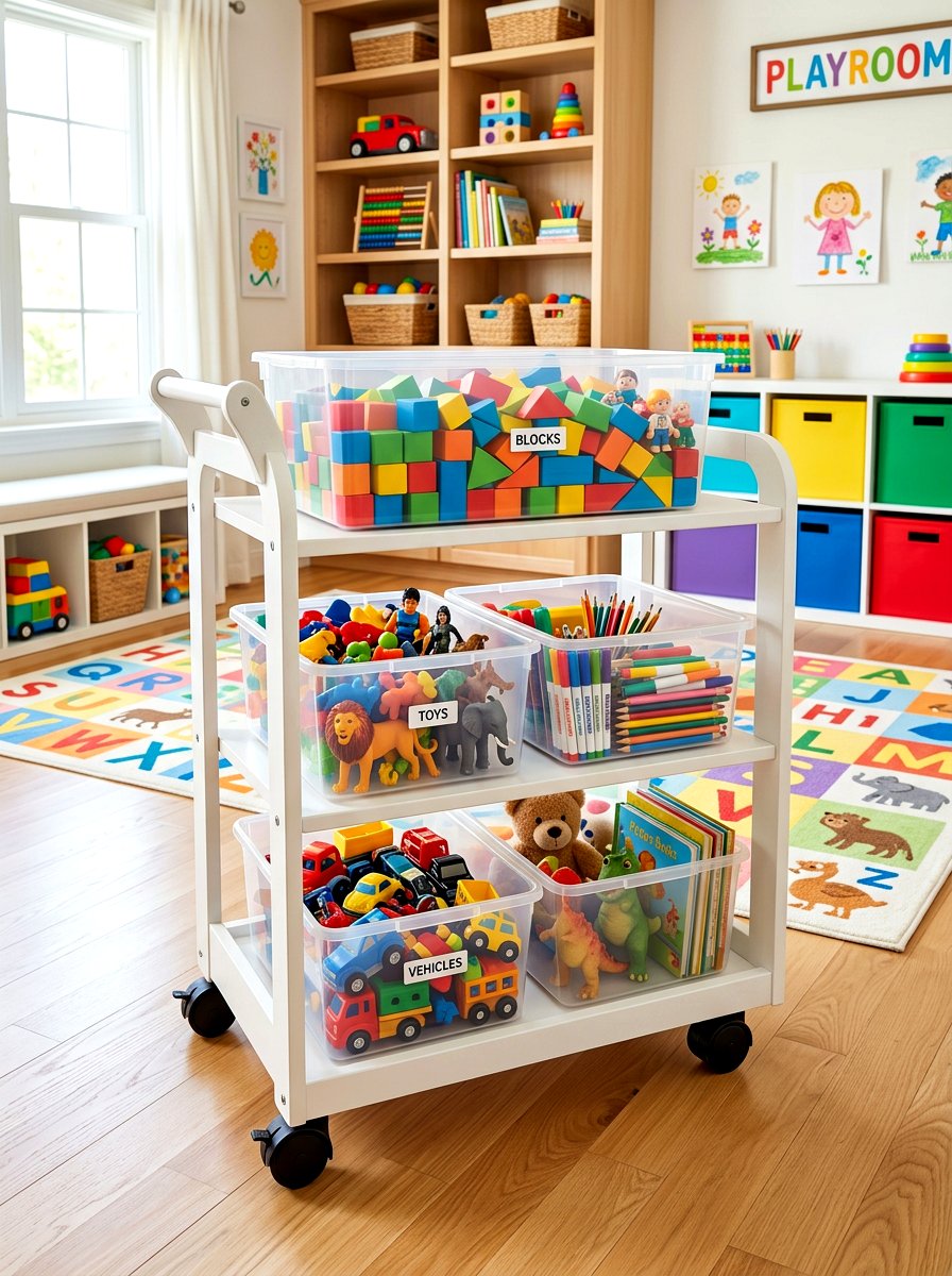 Playroom Toy Rolling Cart - 30 rolling cart storage ideas