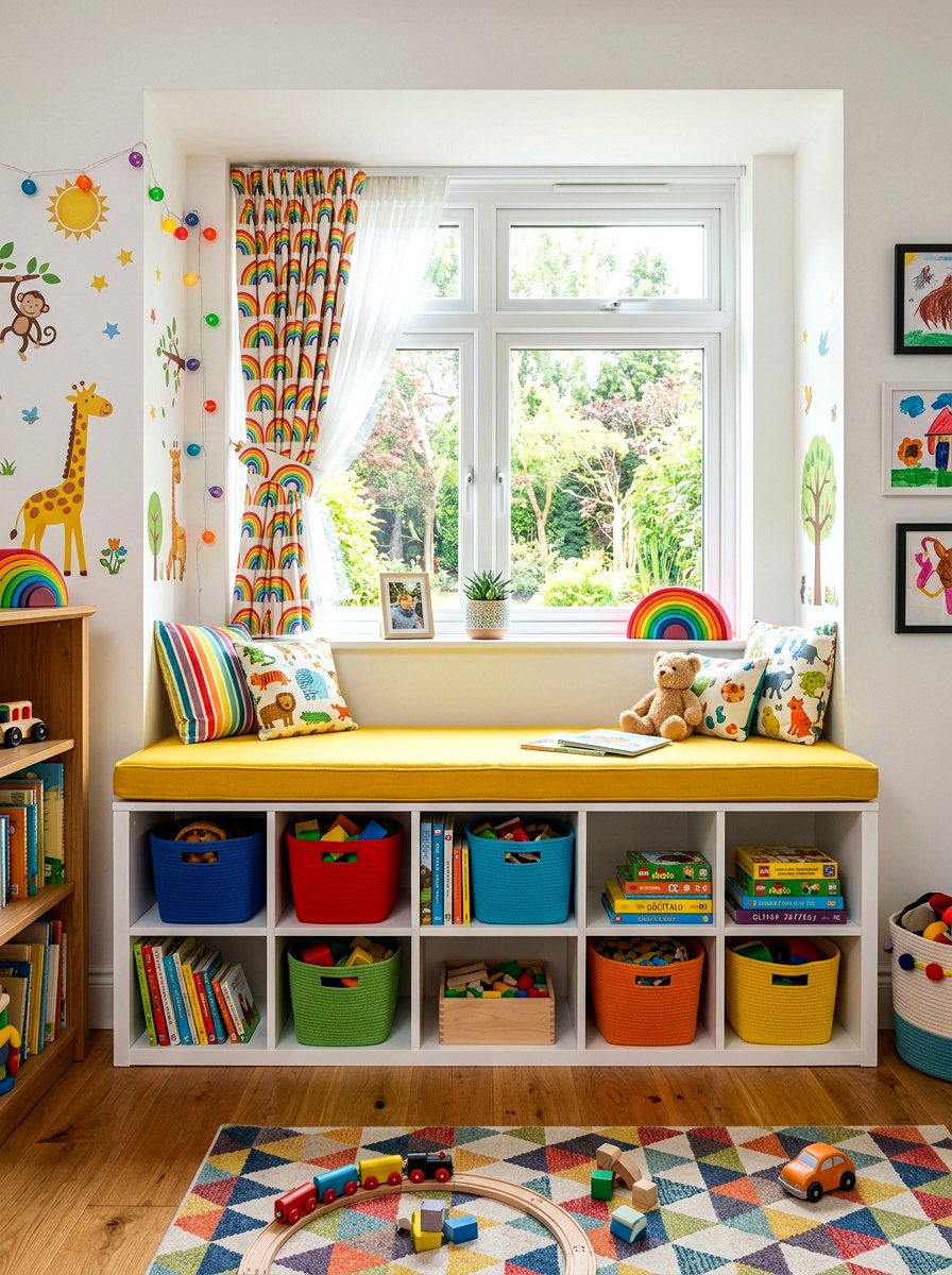 Playroom Window Storage Bench - 30 window seat bookshelf ideas