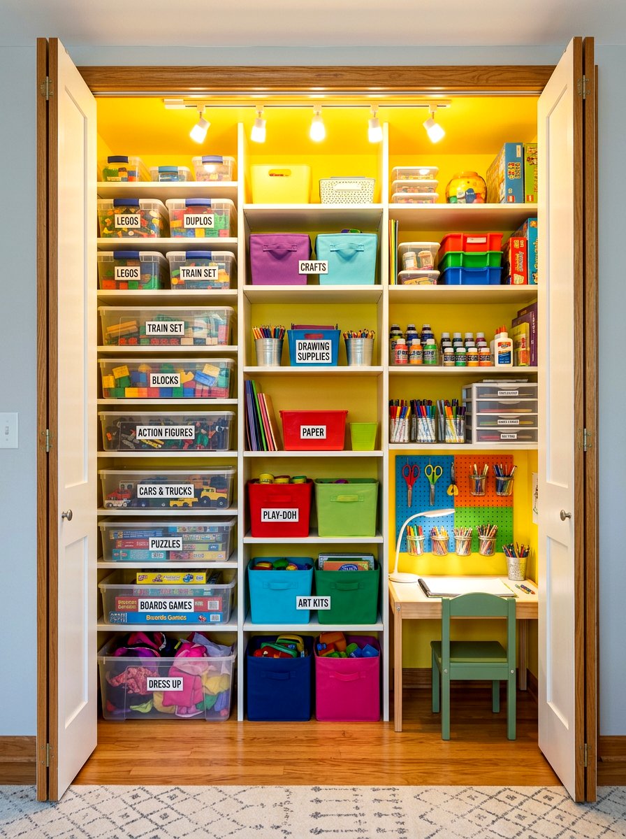 Playroom storage closet - 30 kids closet system ideas