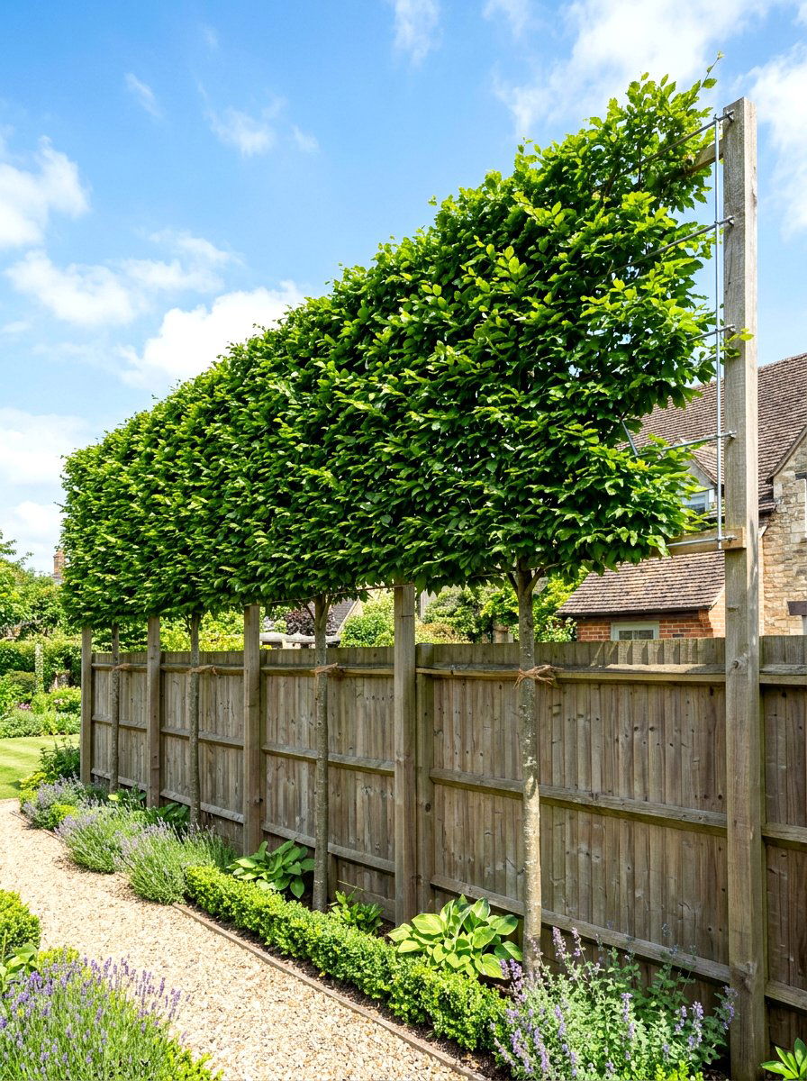 Pleached Tree Screen - 30 formal garden ideas