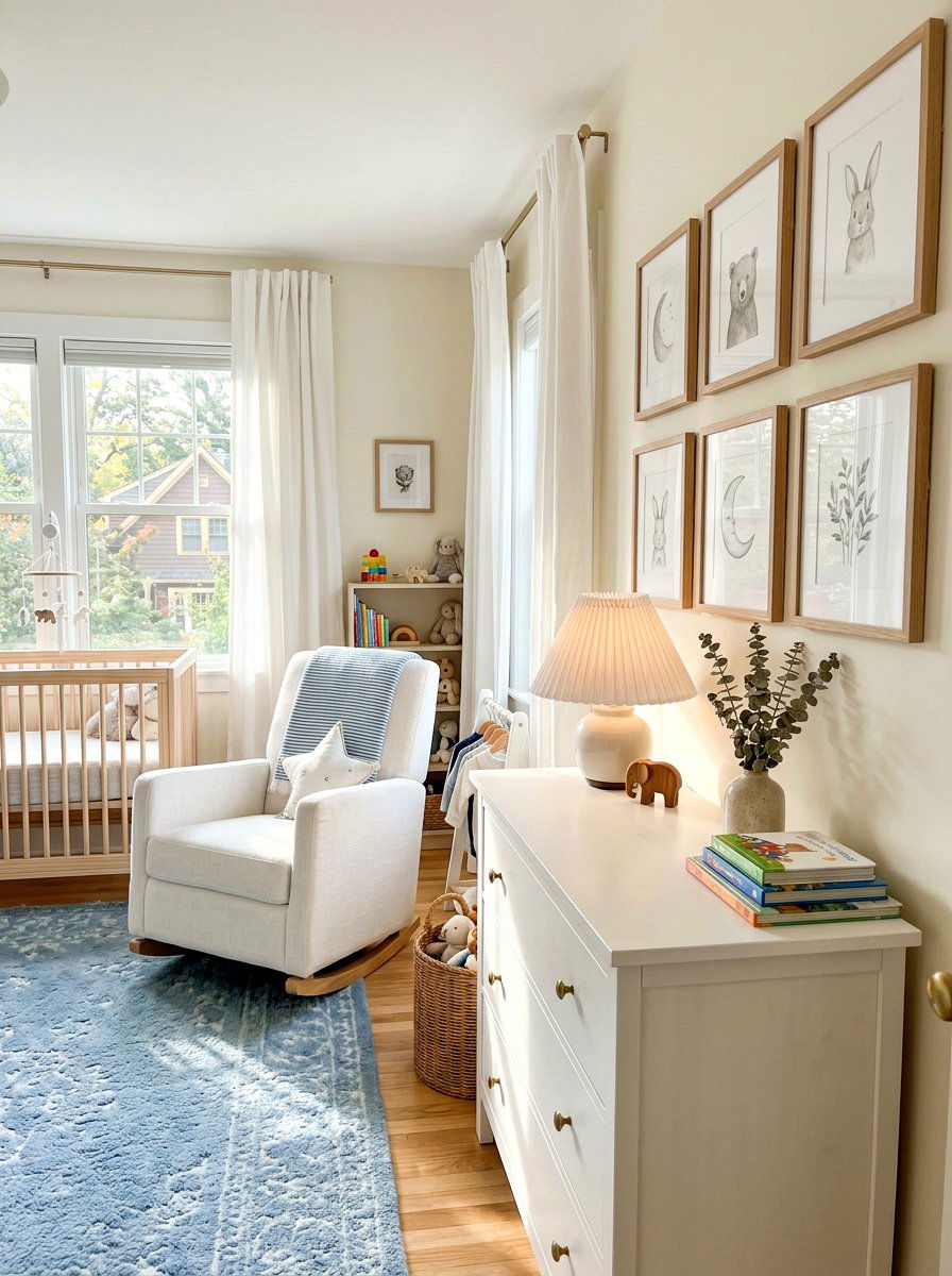 Pleated Fabric Lampshade - 30 soft heirloom nursery ideas