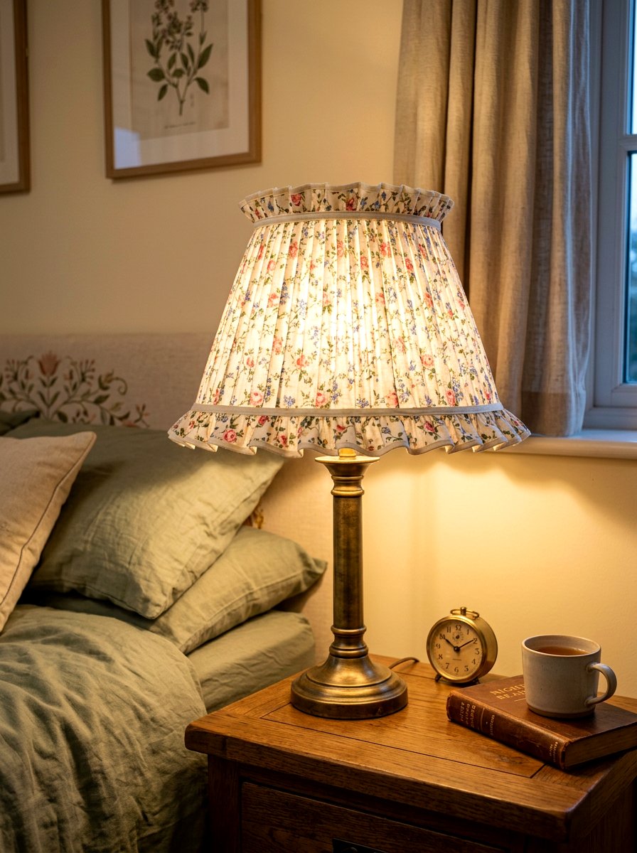Pleated Fabric Lampshade - 30 English country bedroom decor ideas