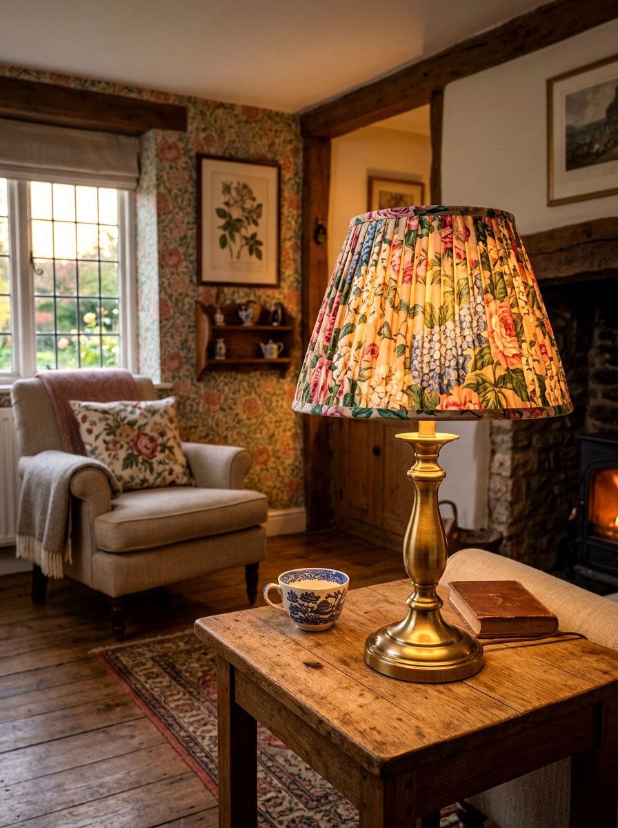 Pleated Fabric Lampshades - 30 English cottage living room ideas