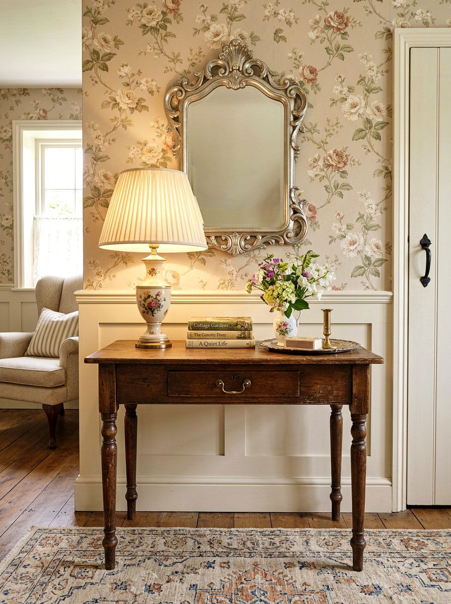 Pleated Shade Lamp - 30 console table lamp ideas