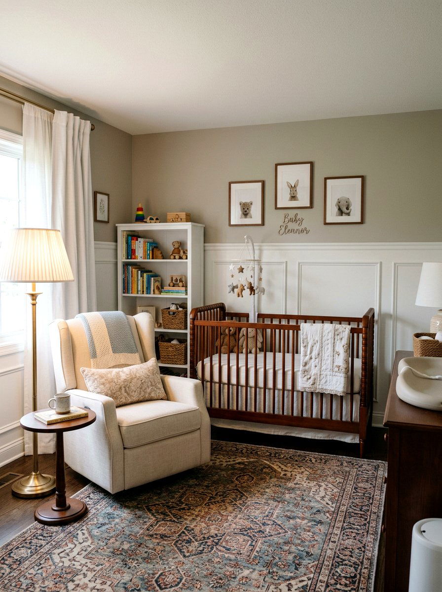 Pleated lampshade nursery - 30 soft traditional nursery ideas