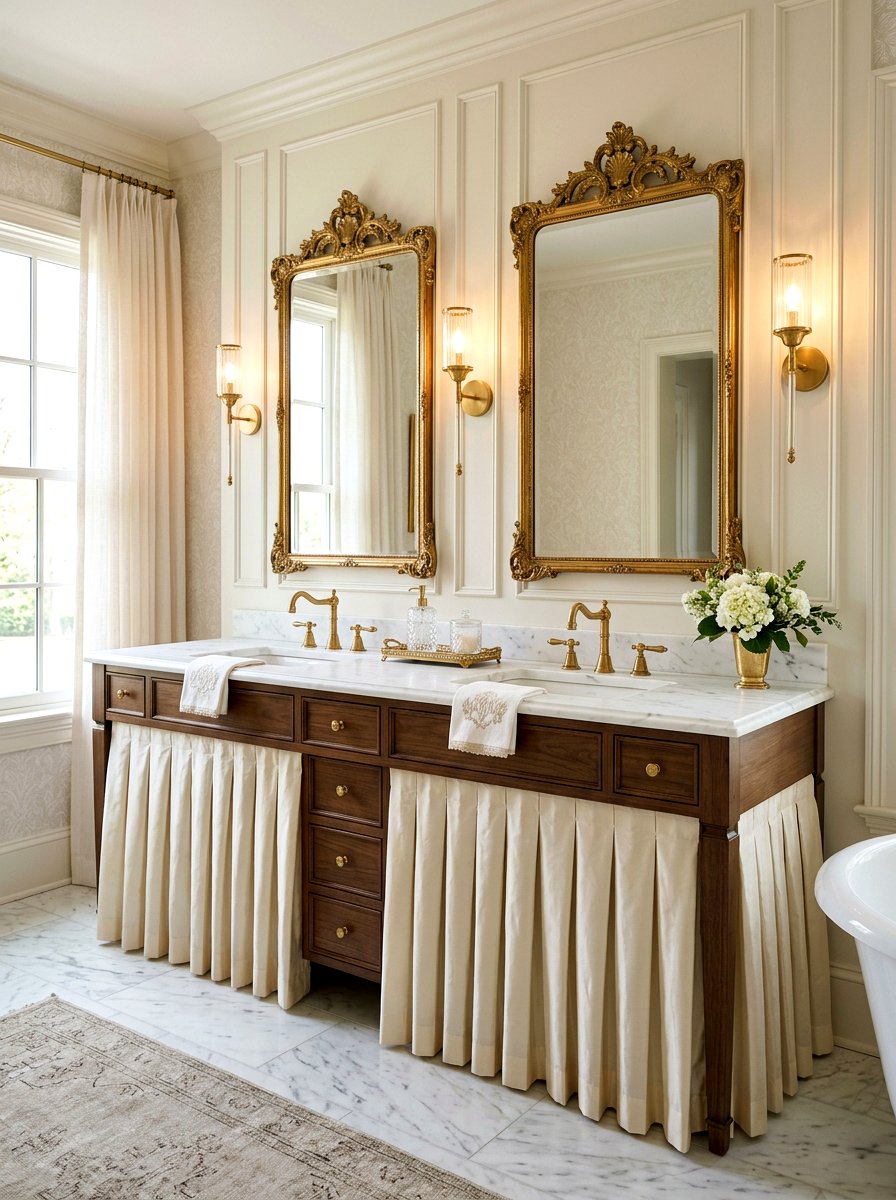 Pleated sink skirt curtain - 30 skirted sink ideas