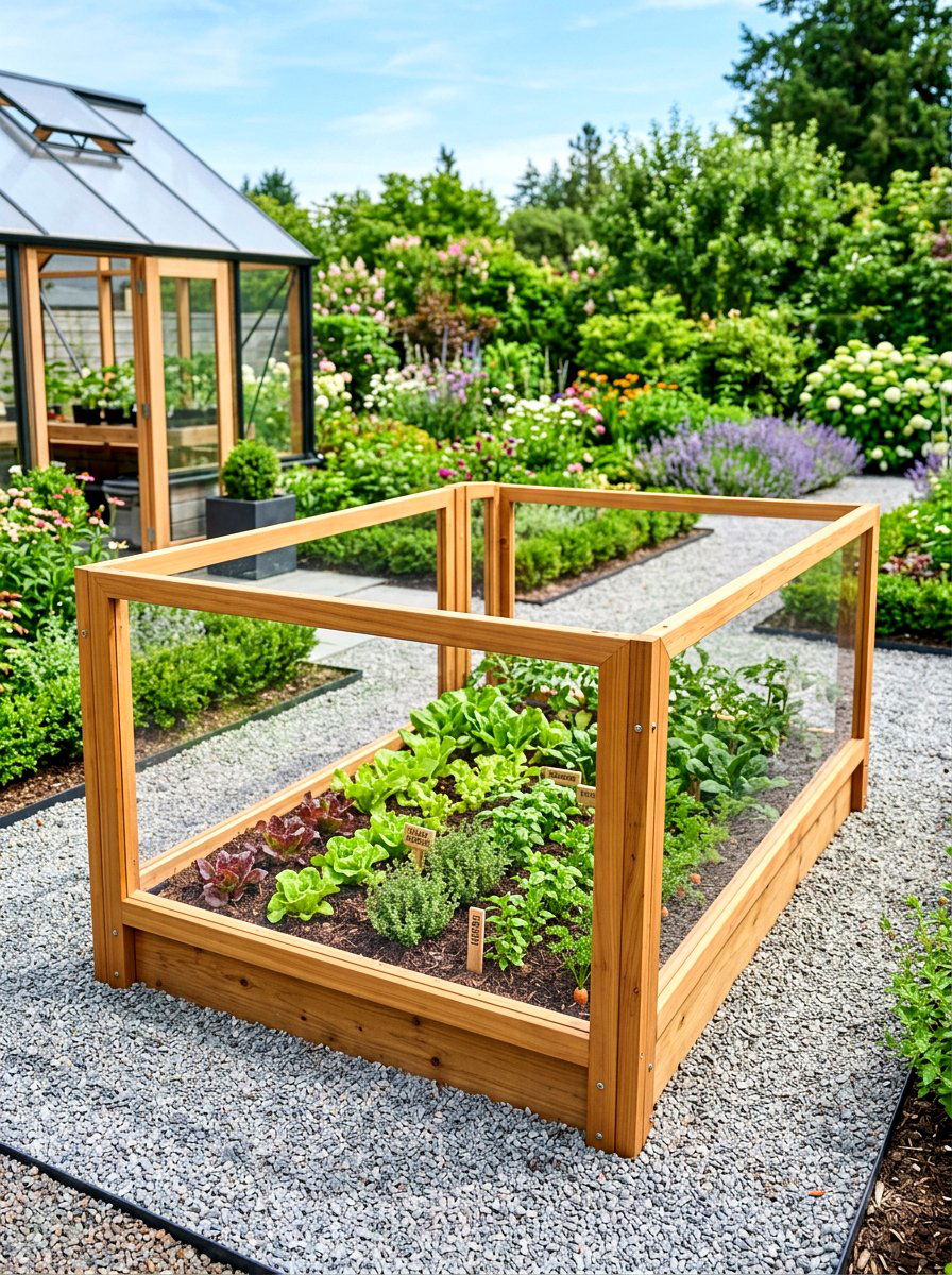 Plexiglass Garden Windbreak - 30 raised bed fence ideas