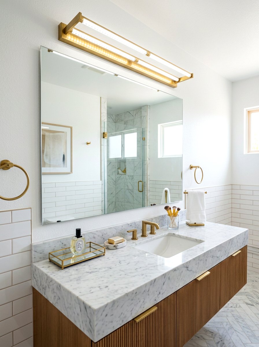 Plug in vanity light - 30 renter friendly bathroom decor ideas