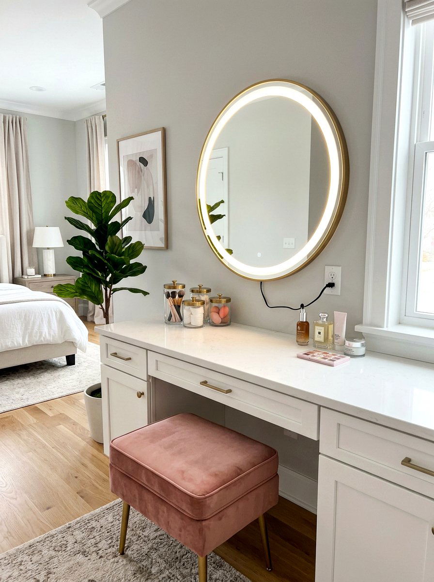 Plug in vanity mirror - 30 rental bathroom makeover ideas aesthetic