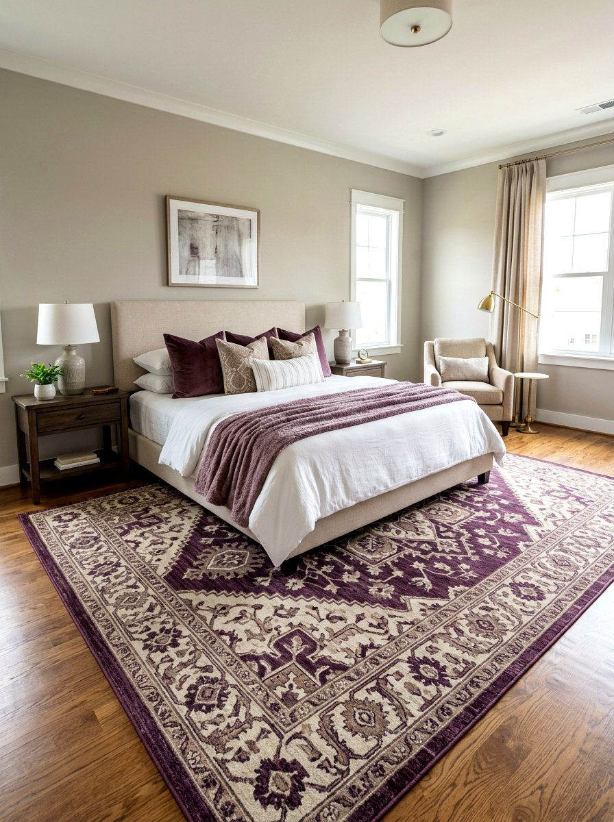 Plum And Beige Rug - 30 plum and beige bedroom ideas