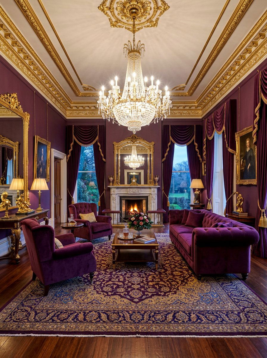 Plum And Gold Formal Lounge - 30 color blocked room ideas