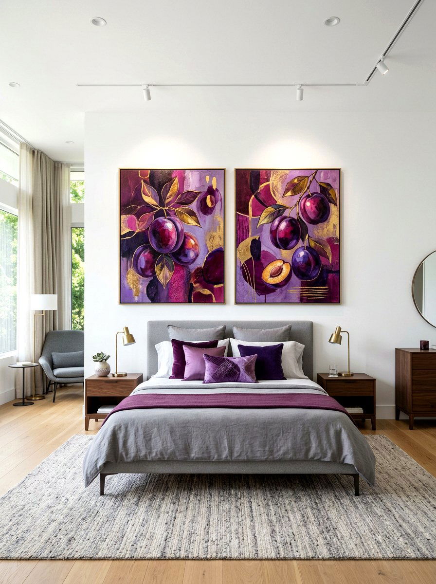 Plum Art Pieces - 30 plum bedroom ideas