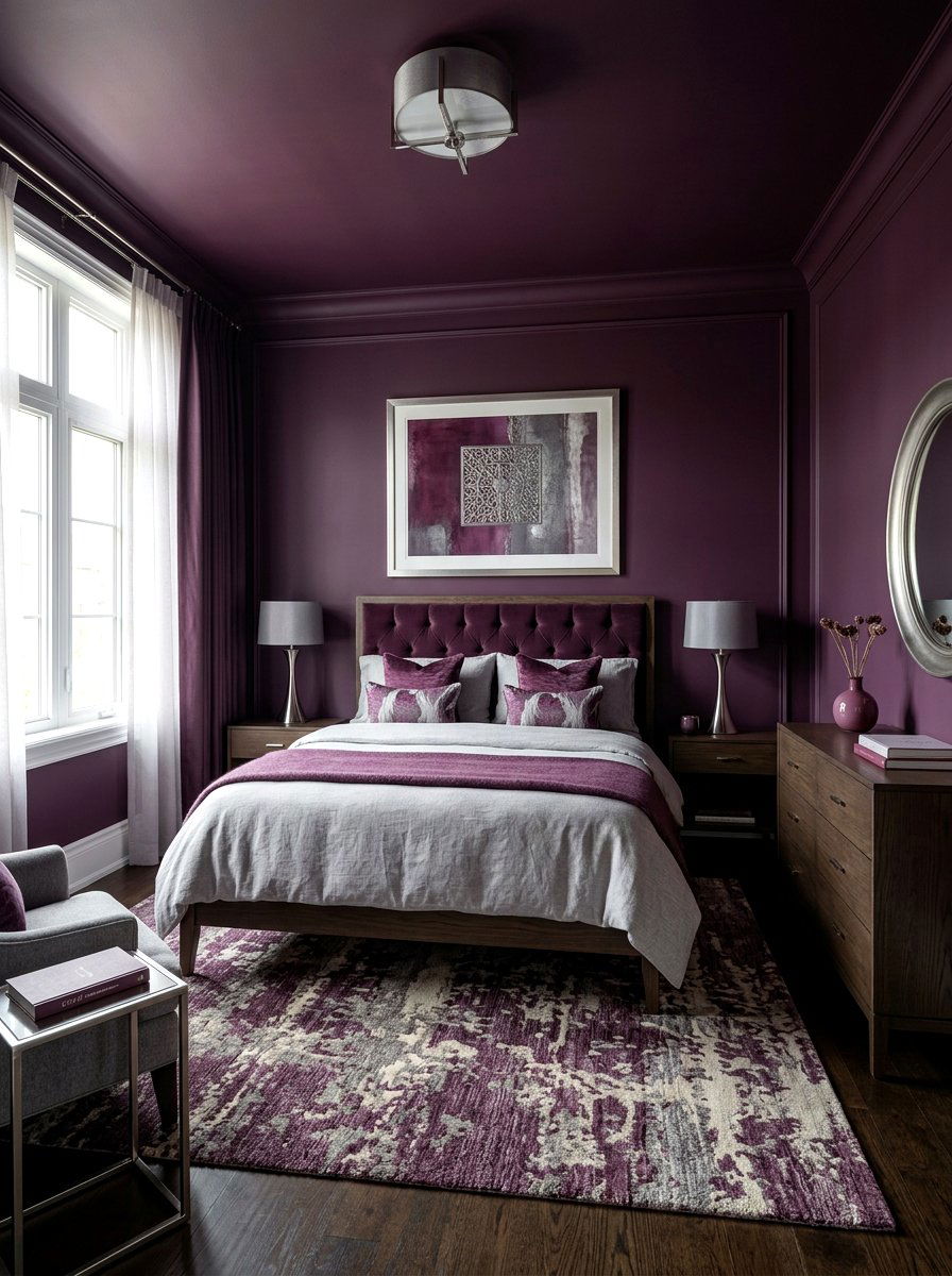 Plum Bedroom - 30 color drenched bedroom ideas