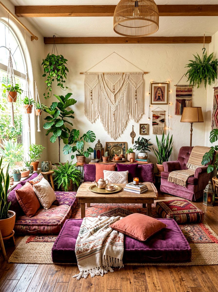 Plum Bohemian Lounge - 30 plum room decor ideas