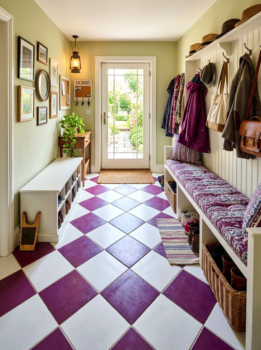 Plum Checkered Floor - 30 plum room decor ideas