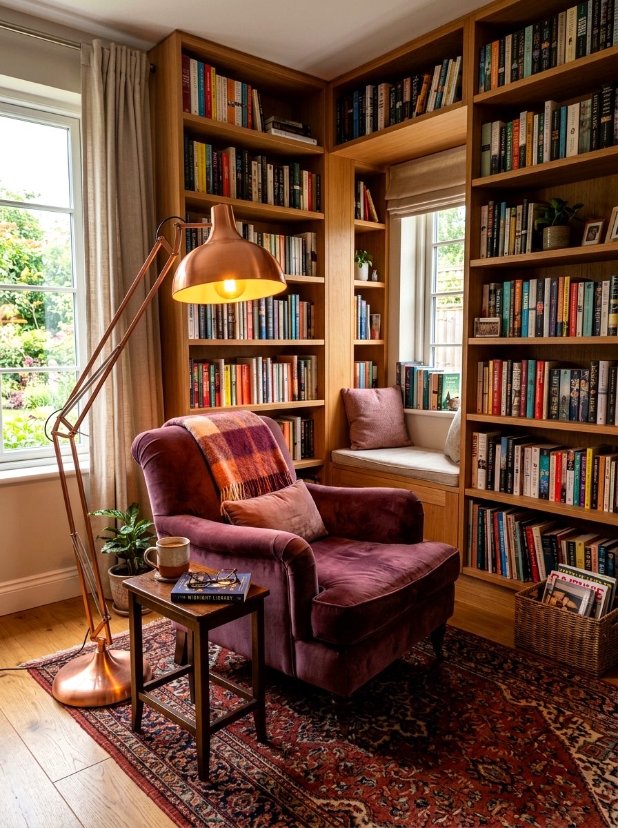 Plum Copper Reading Nook - 30 plum room decor ideas