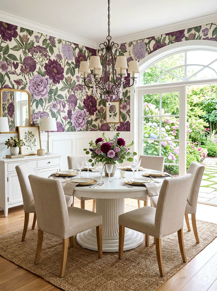 Plum Floral Dining Room Wallpaper - 30 plum dining room ideas